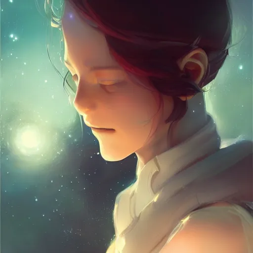 Prompt: beautiful portrait of a camera floating among stars, character design by charlie bowater, ross tran, artgerm, and makoto shinkai, highly detailed, soft lighting