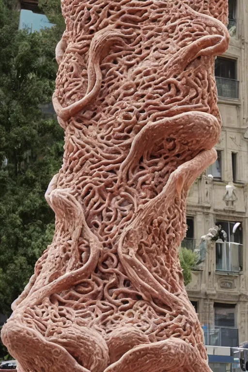 Image similar to A human placenta sculpture designed by Gaudí