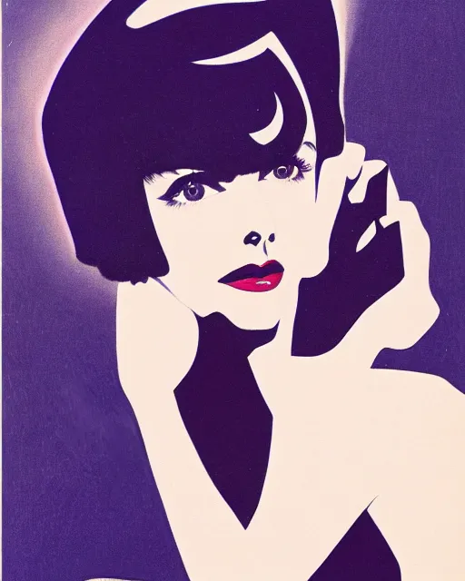 Prompt: colleen moore 2 2 years old, bob haircut, portrait painted by patrick nagel and stanley artgerm, dramatic lighting rotated 4 5 degrees