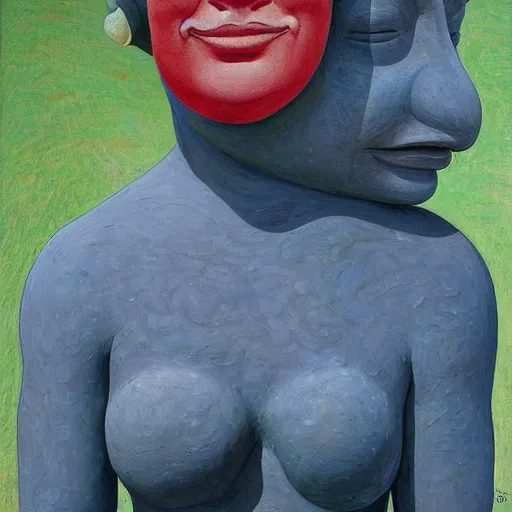 Image similar to churning by erin hanson, by paul gustave fischer body art. a street art of a large granite boulder carved to resemble a human face. the nose is slightly upturned, & the eyes & mouth are closed.