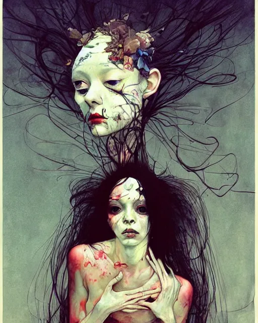 Image similar to there is ugliness in beauty, but there is also beauty in ugliness. in the style of adrian ghenie, esao andrews, jenny saville, edward hopper, surrealism, dark art by james jean, takato yamamoto