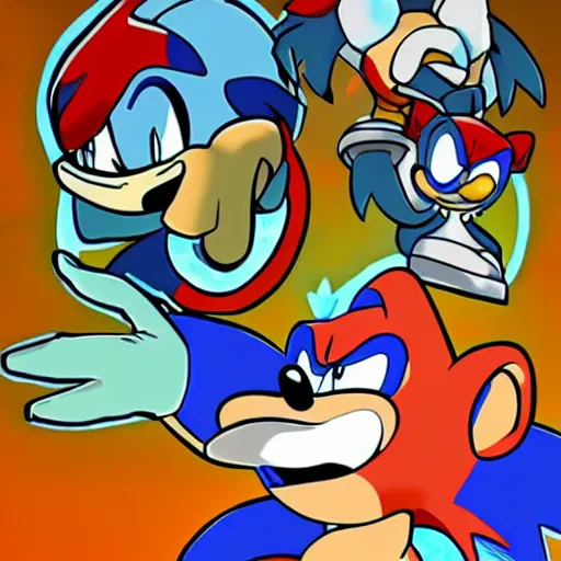 Image similar to Sonic The Hedgehog in Cuphead