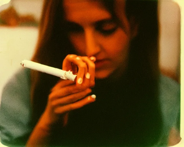 Image similar to a lomographic photo of woman hand with cigarette