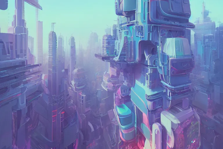 Image similar to a beautiful matte masterpiece of futuristic tokio at summer by beeple and rhads, trending on artstation, featured on behance, intricate, rectilinear.