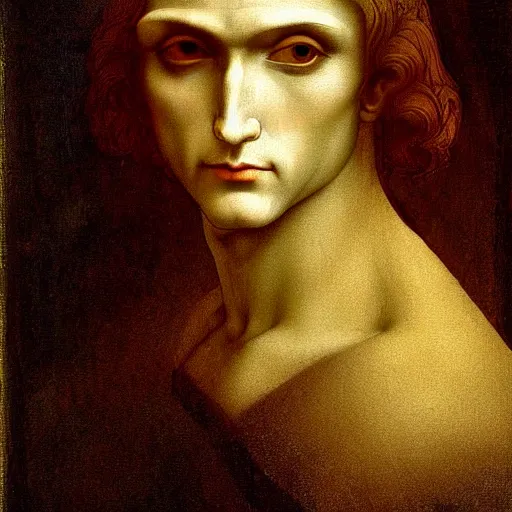 Image similar to attractive twenty first century male vampire beautiful eyes. highly detailed painting by leonardo da vinci 8 k