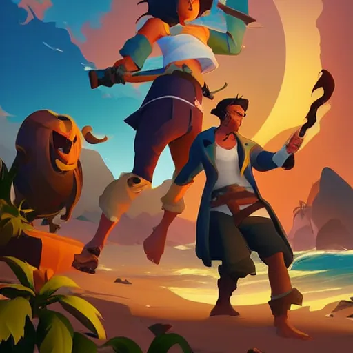 Image similar to painting treasure on sea of thieves game smooth median photoshop filter cutout vector, behance hd by jesper ejsing, by rhads, makoto shinkai and lois van baarle, ilya kuvshinov, rossdraws global illumination