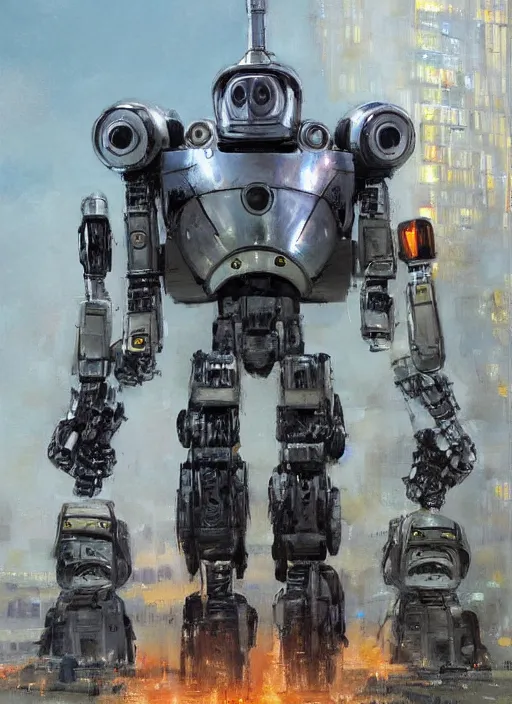 Prompt: sci fi portrait of general augusto pinochet as a robot by john berkey