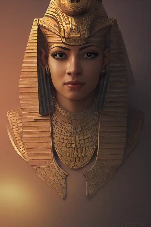 Image similar to egyptian god, portrait, powerfull, intricate, elegant, volumetric lighting, digital painting, highly detailed, artstation, sharp focus, illustration, ruan jia