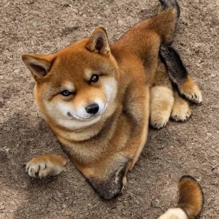 Image similar to a shiba-inu fossile perfectly preserved from 500 million years ago