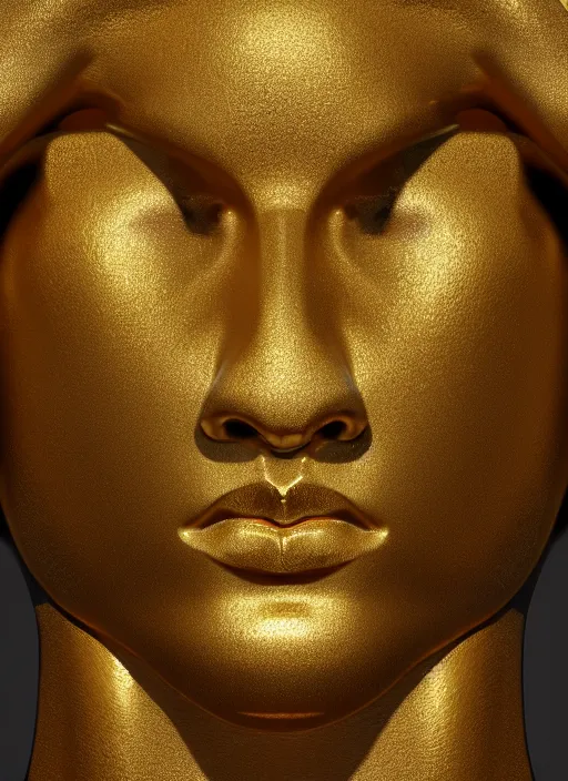 Image similar to stylized gold and black statue made of marble of hercules, perfect symmetrical body, perfect symmetrical face, hyper realistic, hyper detailed, by johannen voss, by michelangelo, octane render, blender, 8 k