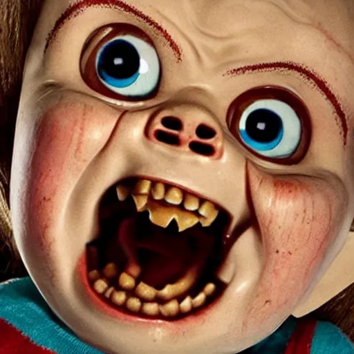 Image similar to screaming chucky doll and emma watson in new harry potter movie, poster