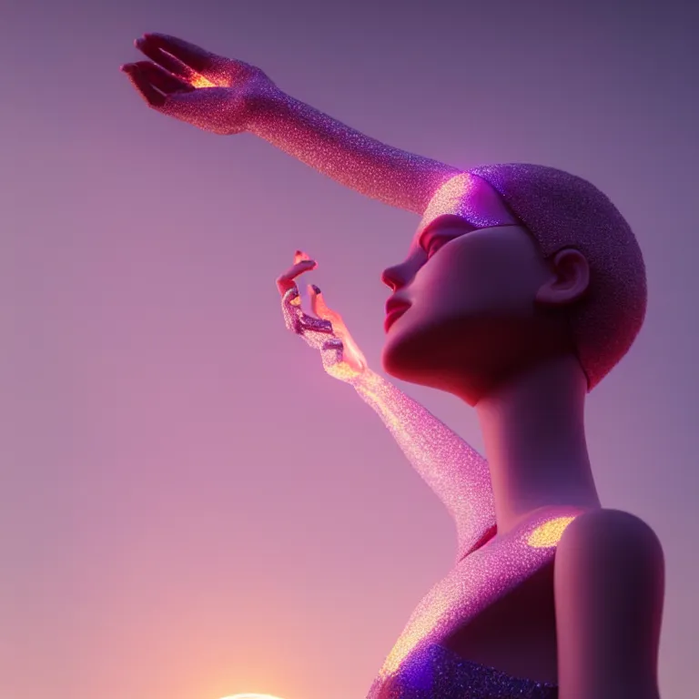 Image similar to mannequin creates from her palm a colossal beam of magic into the sky. extremely high details, solo, masterpiece, photorealistic, colorful, hyperrealism, cinematic, octane render, volumetric lighting, depth of field, bokeh, cgsociety by vincent desiderio, shaun downey, daniel e. greene