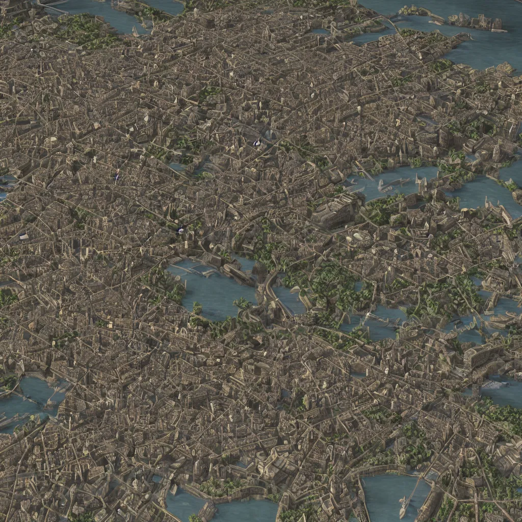 Image similar to A map of paris in Civilization 5, video game, highly detailed, intricate, 8k render, by Greg Rutkowski