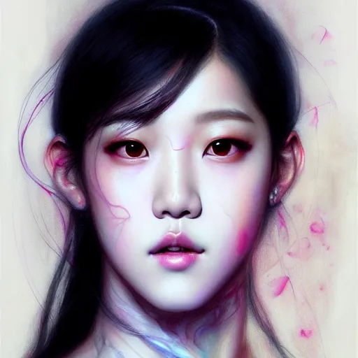 Image similar to jisoo of blackpink as an angel, hyperrealistic portrait, by karol bak and agnes cecile and artgerm, fantasy art, photo realistic, dynamic lighting, artstation, poster, volumetric lighting, very detailed face, 8 k, award winning