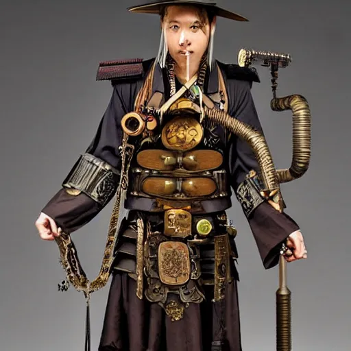 Prompt: a steampunk samurai