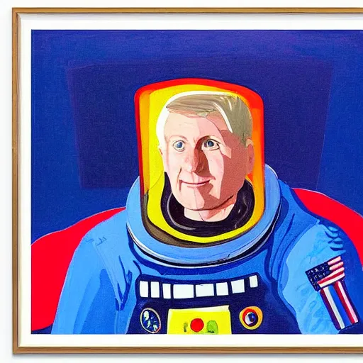 Image similar to Portrait painting of an astronaut by David hockney