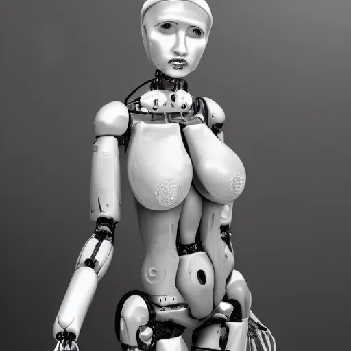 Image similar to female alive robot girl full frontal, anna uddenberg style, housewife, fur, 8 k, highly detailed