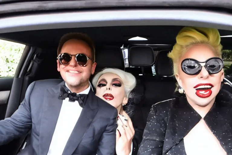 Image similar to lady gaga and judy garland carpool karaoke