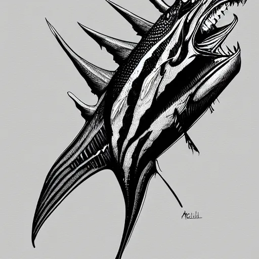 Image similar to zombified tribal sailfish, trending on artstation, ultra fine detailed, hyper detailed, hd, concept art, digital painting