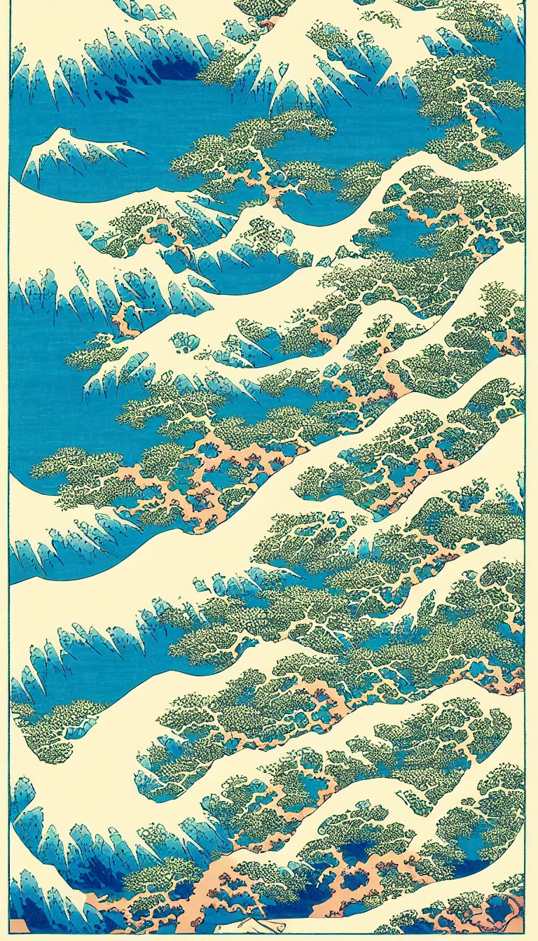 Image similar to olympic national park by hokusai