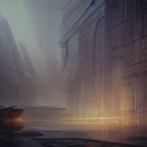 Image similar to abandoned retro sci-fi city foggy rainy futuristic digital painting, artstation, concept art, soft light, hdri, smooth, sharp focus, illustration, fantasy, intricate, elegant, highly detailed, D&D, matte painting, in the style of Greg Rutkowski and Alphonse Mucha and artemisia, 8k, highly detailed, jurgens, rutkowski, bouguereau, pastoral, rustic, georgic