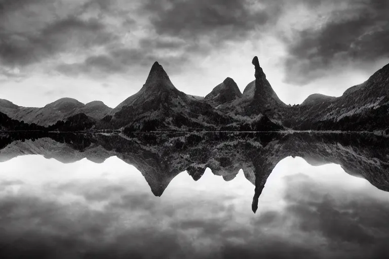 Image similar to aliens invading earth in the style of ansel adams, black and white, old, master photography