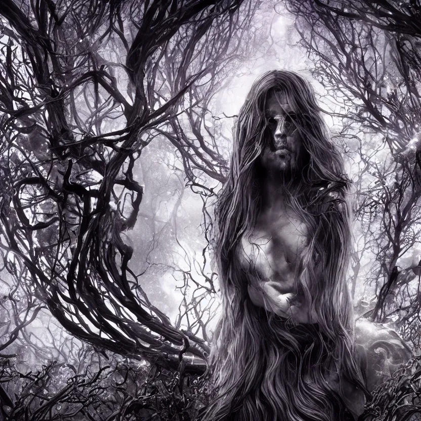 Image similar to stunning otherworldly Gothic goddess of beauty swarming in psychedelic Wicca, dark and mysterious, atmospheric, ominous, eerie, cinematic, Epic, 8k, 4k, ultra detail, ultra realistic, rendered by awesomeness
