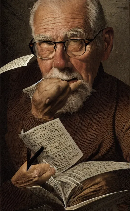 Image similar to old man doing hard work, do what we can, then leave it to god, d & d, non - fiction, intricate, elegant, highly detailed, digital painting, dynamic position, positive message, concept art, intricate, sharp focus, illustration, art by robin eley, paul lung, samuel silva