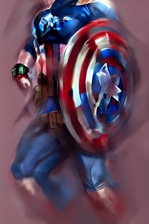 Image similar to Captain America high quality digital painting in the style of Cushart, Krenz