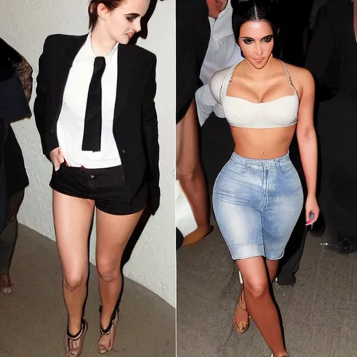 Prompt: Emma Watson with Kim Kardashian's body type