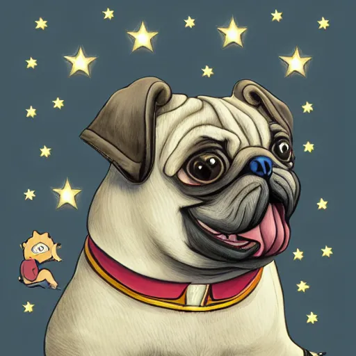 Prompt: important president pug dog in a convertible parade, expensive suits, Nintendo game art, Hayao Miyazaki, intricate detail, illustration, beautiful lighting,