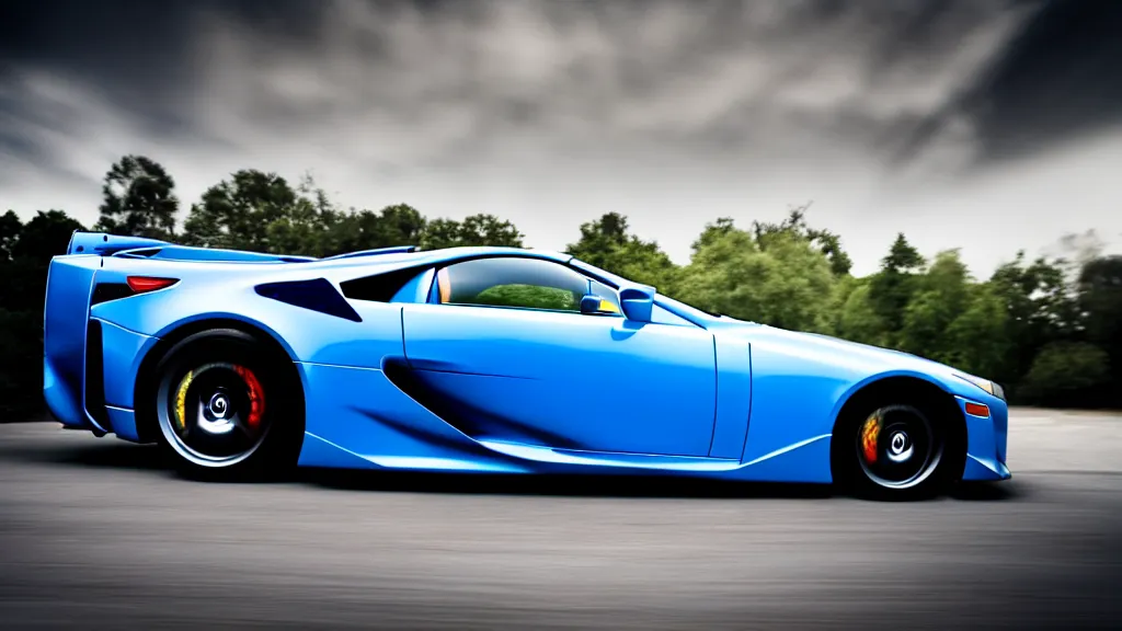 Image similar to a three quarter shot of a lexus lfa, 4k, hyper realistic, car photography