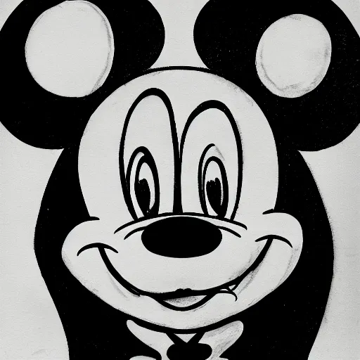 Prompt: grunge drawing of mickey mouse in the style of jack skellington