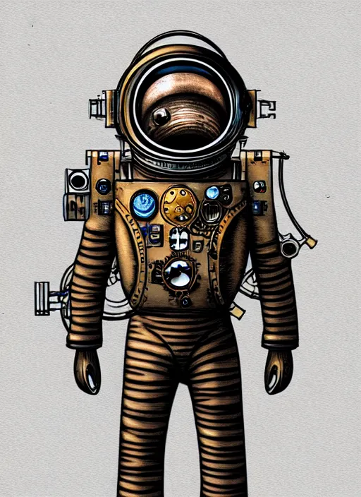 Prompt: steampunk astronaut by pascal blanche