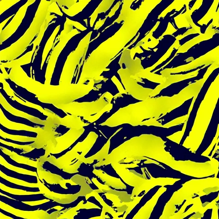 Image similar to bananas by andy warhol emerging from illusory motion dazzle camouflage perlin noise optical illusion