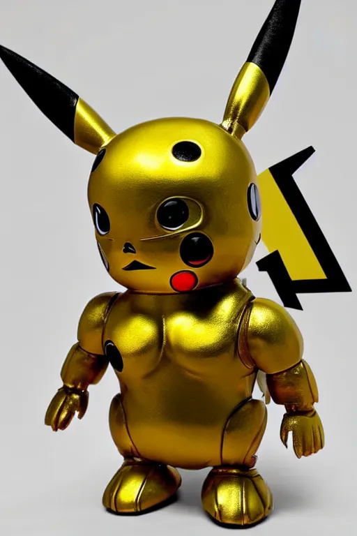 Prompt: pikachu terminator metal golem, intricate details. front on, symmetrical. industrial design. good design award, innovative product concepts, most respected design