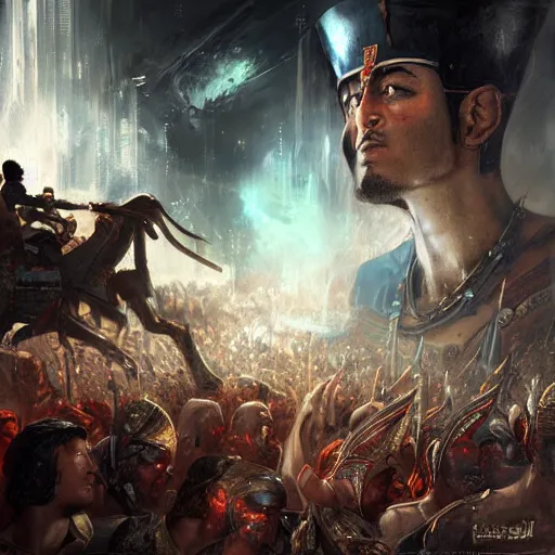 Prompt: rise of the egyptian empire by raymond swanland, highly detailed