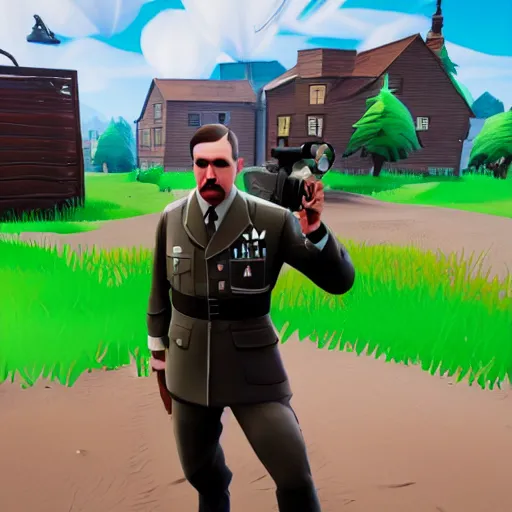 Prompt: adolf hitler in fortnite