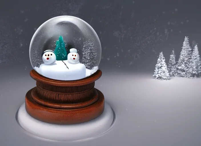 Image similar to 3d render of a broken snow globe that has a tiny smiling snowman in it. Artistic colorful lighting, trending on artstation