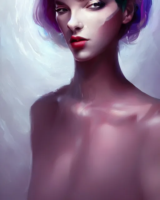 Prompt: an abstract surrealist portrait of a beautiful woman, digital art by Ross Tran and Angel Ganev, highly detailed, trending on artstationhq
