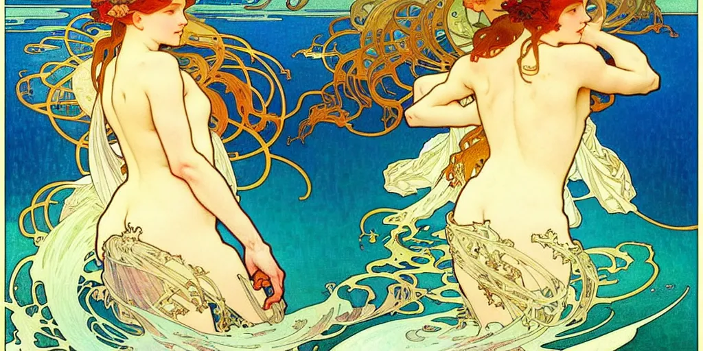 Prompt: “ ( ( ( ( ( boat on fire in rough ocean waves ) ) ) ) ) painted by james jean and alphonse mucha!!!!!!!!!!!!!!!!!!!!! ”