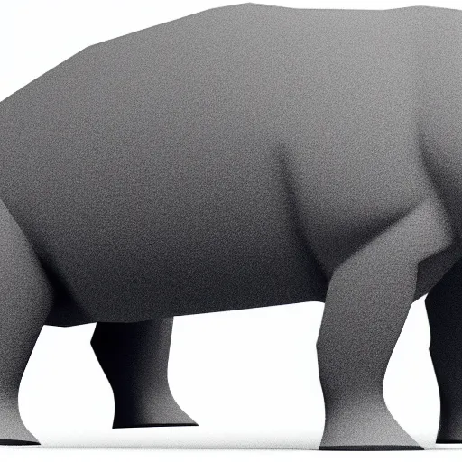 Prompt: low polygon render of a hippo on a white background, isometric 3 d, ultra hd