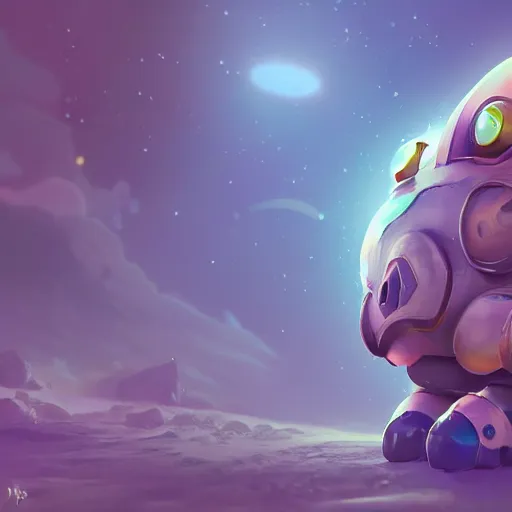 Image similar to 3D Fantasy Cute and adorable mecha piggy floating in space, bright stars, Smooth 3D Illustration, soft render, Servando Lupini, Daniil Kudriavtsev, handpaint texture, Blender, 3DCoat