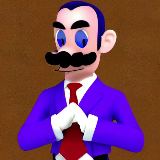 Image similar to Waluigi wearing a business suit and a red necktie, hd, digital art, Tran Ross