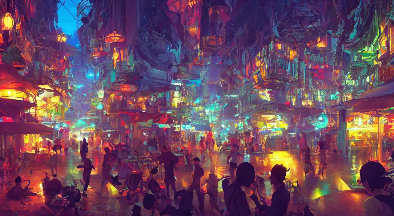 Image similar to bazaar zouk oriantal multicolorful sky shine place mosquet painting stylized digital video game icon global illumination ray tracing 8 k hd resolution, by ilya kuvshinov and cushart krentz and gilleard james