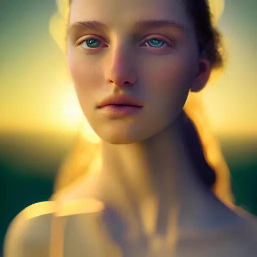 Image similar to photographic portrait of a stunningly beautiful renaissance in soft dreamy light at sunset, contemporary fashion shoot, by edward robert hughes, annie leibovitz and steve mccurry, david lazar, jimmy nelsson, breathtaking, 8 k resolution, extremely detailed, beautiful, establishing shot, artistic, hyperrealistic, beautiful face, octane render