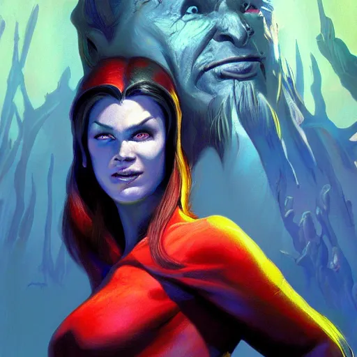 Image similar to Bright, colorful, realistic from Shivering isles concept art backlighting, kodachrome, high contrast, highly detailed, sharp focus, digital painting, concept art, illustration, trending on artstation, comic book by Alex Ross and Adam Adamowicz cover art