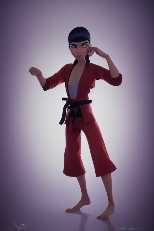 Prompt: a centered stylized render of a cool martial artist, by dreamworks, by pixar, by viktoria gavrilenko, by leticia gillett, by lois van baarle, raya, perfect face, 3 d, 8 k