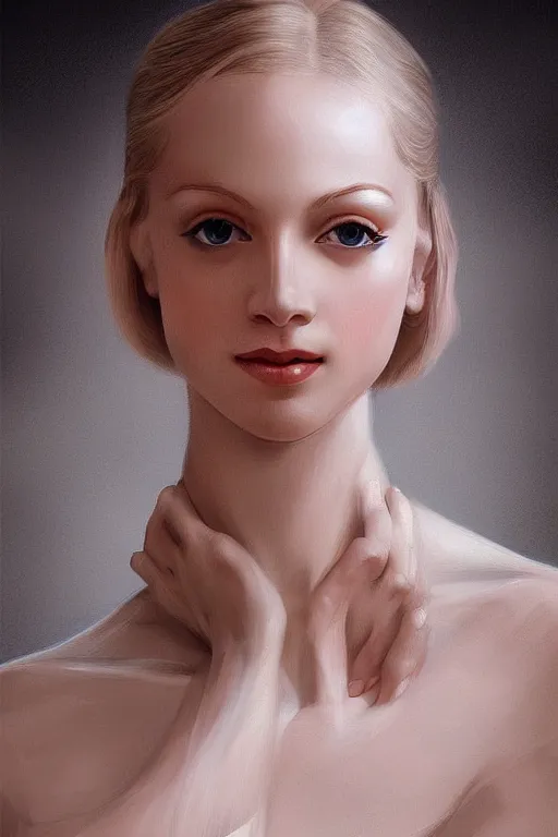 Image similar to hyperrealistic photography of a highly detailed and symmetrical gorgeous blond female ballerina in the style of vargas and wlop, highly detailed, face symmetry, masterpiece, award - winning, sharp focus, intricate concept art, ambient lighting, 8 k, artstation