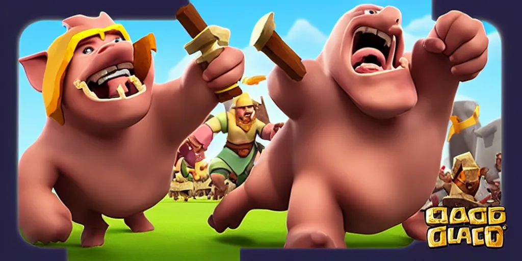 Prompt: hog rider clash of clans